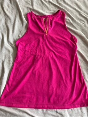 Roxy Hot Pink Tank Top with Contrast Zip Detail